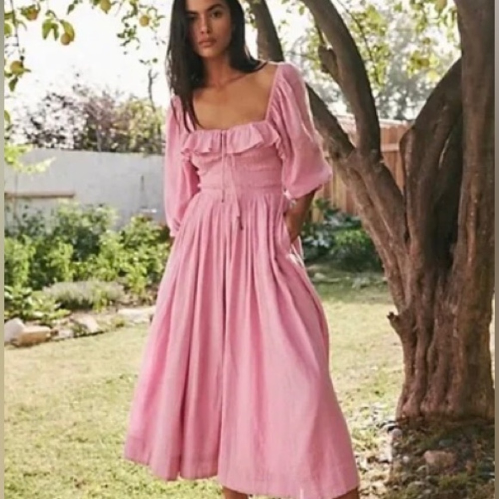 Free People Oasis Midi Dress Pink Frosting Size XS